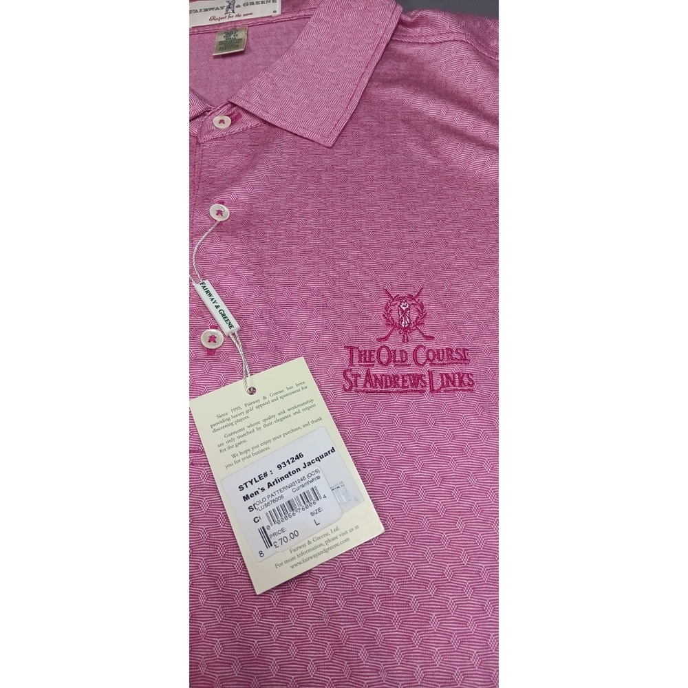Fairway & Greene NWT Polo Shirt Mens pink The Old Course at St Andrews Golf - Picture 8 of 8